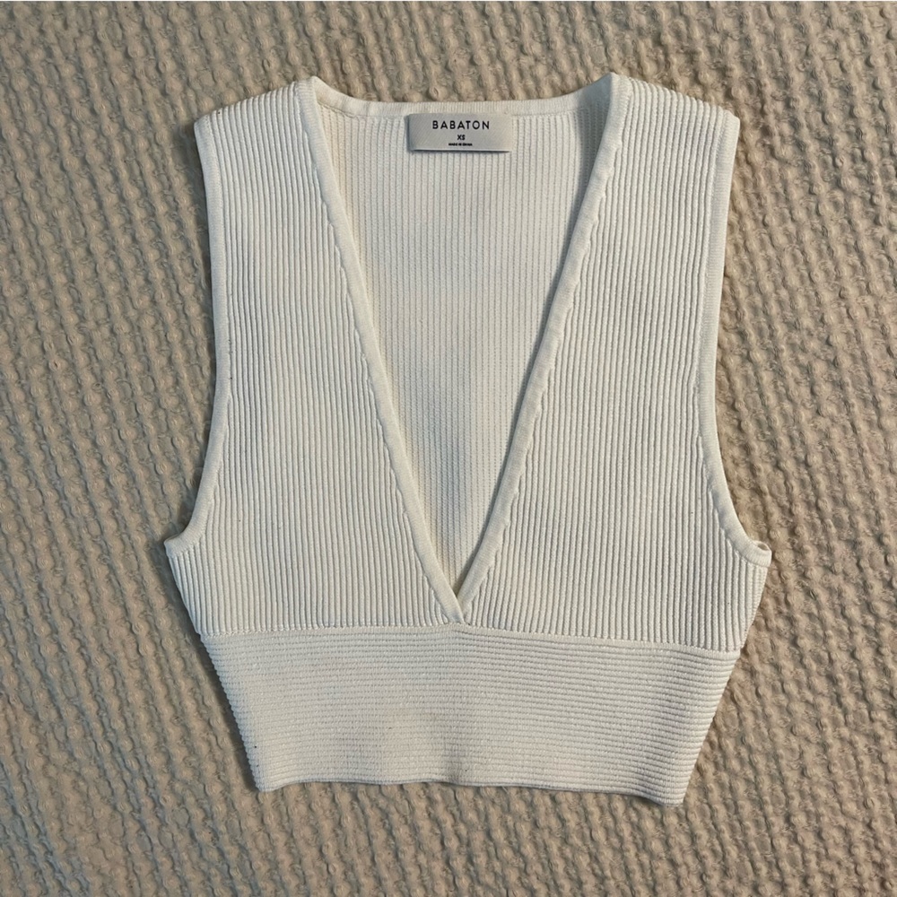 Aritzia Babaton Sculpt Knit Deep V Tank